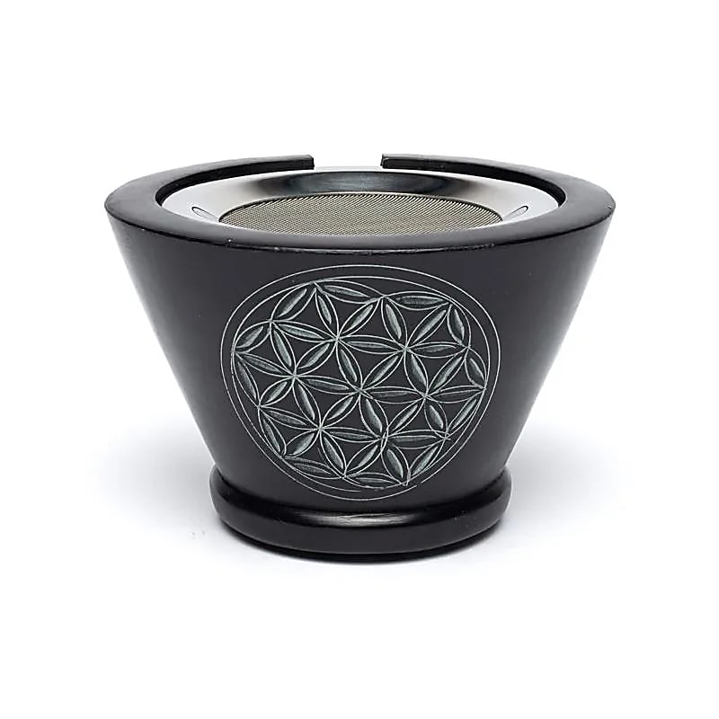 Praktikus és szép füstölőedény növényi gyanták, szárítmányok és természetes füstölőkeverékek füstöléséhez teamécsessel.